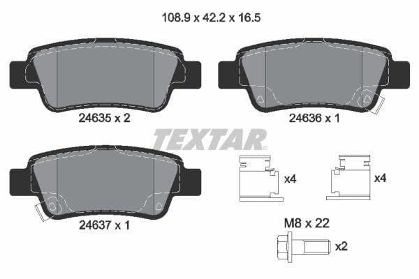 Textar Brake Pads Full Set Of 4 Rear With Brake Caliper Screws With Accessories 2463501 - image 4
