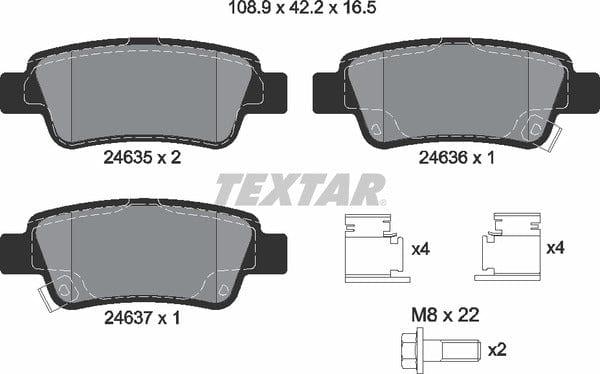 Textar Brake Pads Full Set Of 4 Rear With Brake Caliper Screws With Accessories 2463501 - image 5