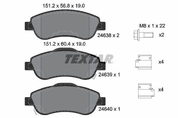 Textar Brake Pads Full Set Of 4 Front With Brake Caliper Screws With Accessories 2463801 - OEM Quality Replacement - image 4