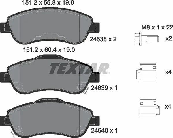 Textar Brake Pads Full Set Of 4 Front With Brake Caliper Screws With Accessories 2463801 - OEM Quality Replacement - image 5