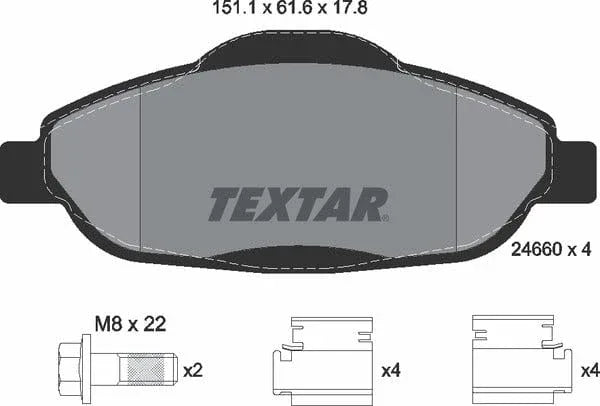 Textar Brake Pads Full Set Of 4 Front With Brake Caliper Screws With Accessories 2466001 - image 5