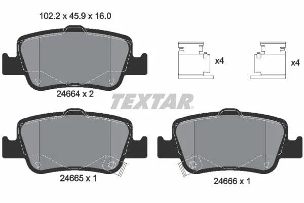 Textar Brake Pads Set Brake Pads Full Set Of 4 Rear 2466401 - image 4