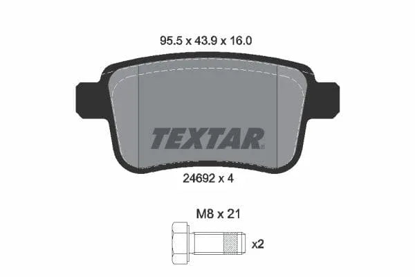 Textar Brake Pads Full Set Of 4 Rear With Brake Caliper Screws 2469204 - image 4