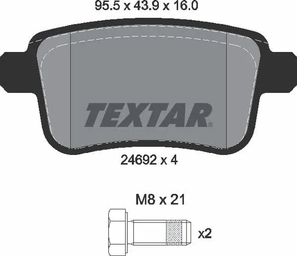 Textar Brake Pads Full Set Of 4 Rear With Brake Caliper Screws 2469204 - image 5