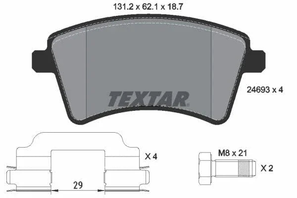 Textar Brake Pads Full Set Of 4 Front With Brake Caliper Screws With Accessories 2469301 - image 4