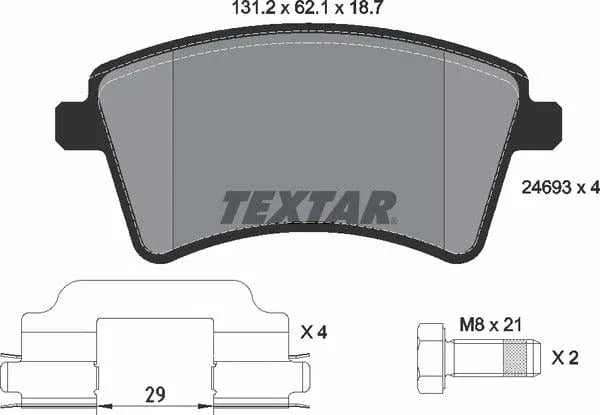 Textar Brake Pads Full Set Of 4 Front With Brake Caliper Screws With Accessories 2469301 - image 5