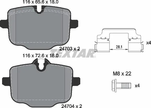 Textar Brake Pads Full Set Of 4 Rear With Brake Caliper Screws With Accessories 2470301 - OEM Quality Replacement - image 5