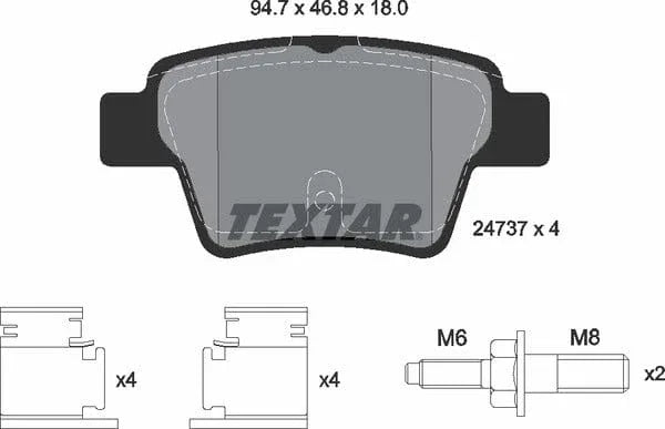 Textar Brake Pads Full Set Of 4 Rear With Brake Caliper Screws 2473701 - image 5
