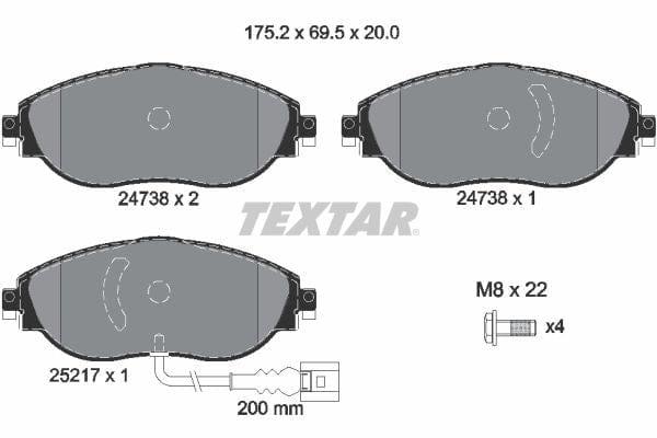 Textar Brake Pads Full Set Of 4 Front 2473803 - image 4