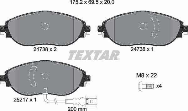 Textar Brake Pads Full Set Of 4 Front 2473803 - image 5