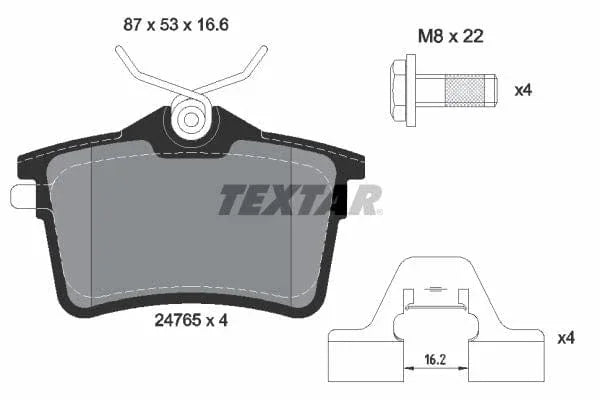 Textar Brake Pads Full Set Of 4 Rear With Brake Caliper Screws With Accessories 2476501 - image 4