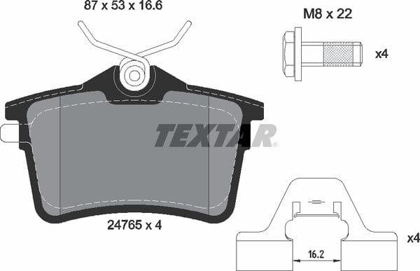 Textar Brake Pads Full Set Of 4 Rear With Brake Caliper Screws With Accessories 2476501 - image 5