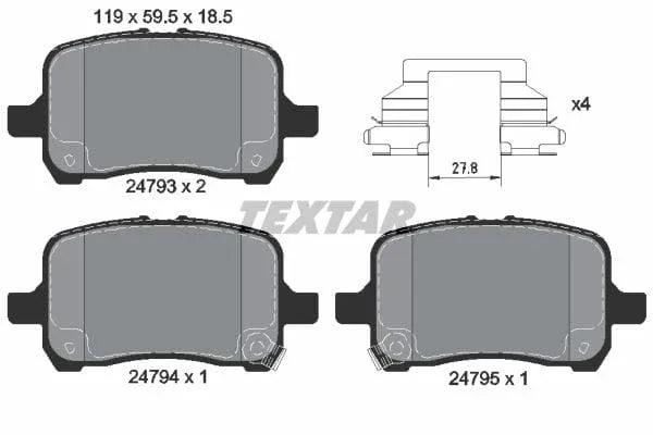 Textar Brake Pads Full Set Of 4 Front 2479301 - image 4