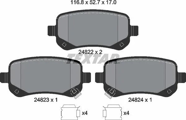 Textar Brake Pads Set Brake Pads Full Set Of 4 Rear 2482201 - image 5