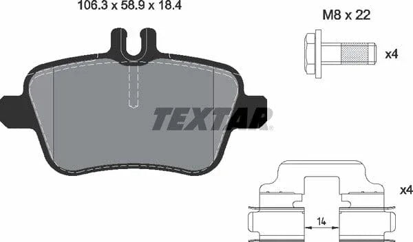 Textar Brake Pads Full Set Of 4 Rear With Brake Caliper Screws With Accessories 2484801 - image 5