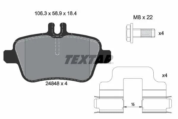 Textar Brake Pads Full Set Of 4 Rear With Brake Caliper Screws With Accessories 2484803 - image 4