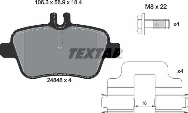 Textar Brake Pads Full Set Of 4 Rear With Brake Caliper Screws With Accessories 2484803 - image 5
