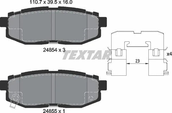 Textar Brake Pads Full Set Of 4 Rear With Accessories 2485401 - image 5