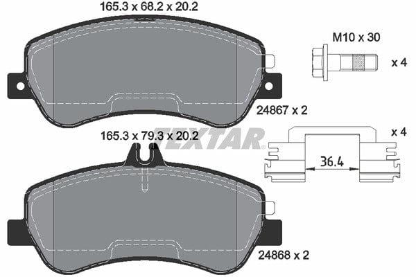 Textar Brake Pads Full Set Of 4 Front With Brake Caliper Screws 2486701 - image 5