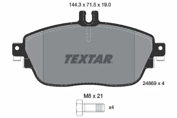 Textar Brake Pads Full Set Of 4 Front With Brake Caliper Screws 2486901 - image 4