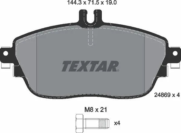 Textar Brake Pads Full Set Of 4 Front With Brake Caliper Screws 2486901 - image 5