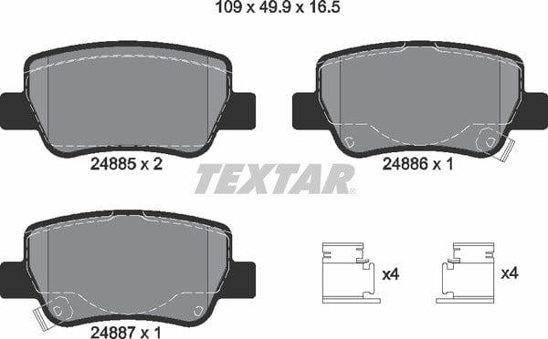 Textar Brake Pads Full Set Of 4 Rear With Accessories 2488501 - image 5