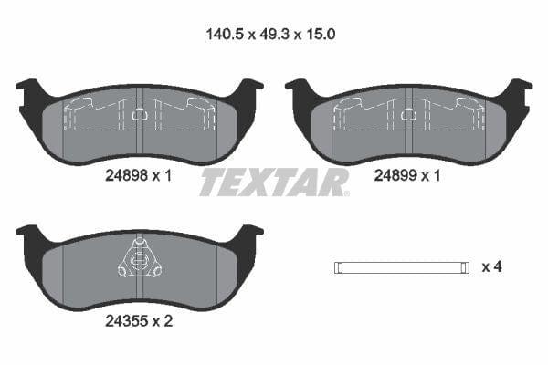 Textar Brake Pads Full Set Of 4 Rear With Accessories 2489803 - image 4