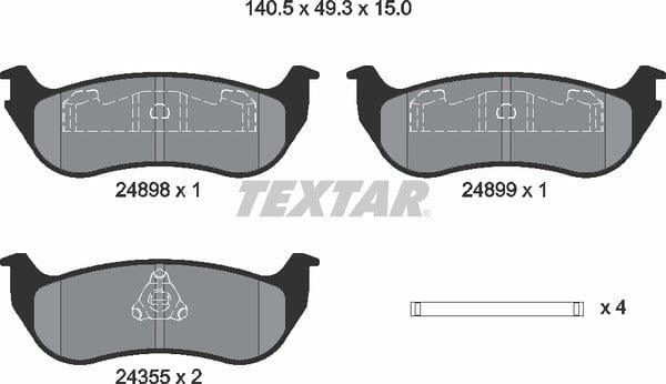 Textar Brake Pads Full Set Of 4 Rear With Accessories 2489803 - image 5