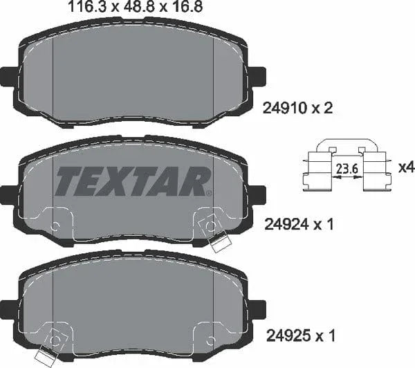 Textar Brake Pads Full Set Of 4 Front 2491001 - image 5