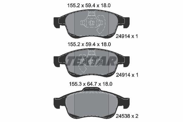 Textar Brake Pads Full Set Of 4 Front 2491401 - image 4