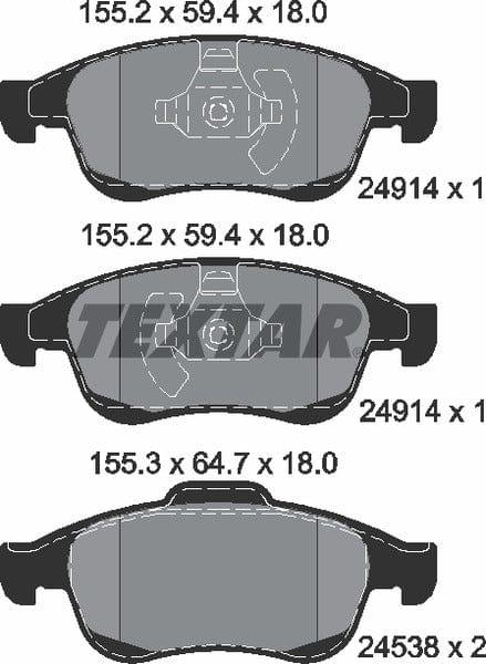 Textar Brake Pads Full Set Of 4 Front 2491401 - image 5