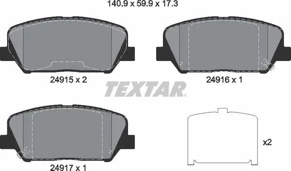 Textar Brake Pads Full Set Of 4 Front 2491501 - image 5