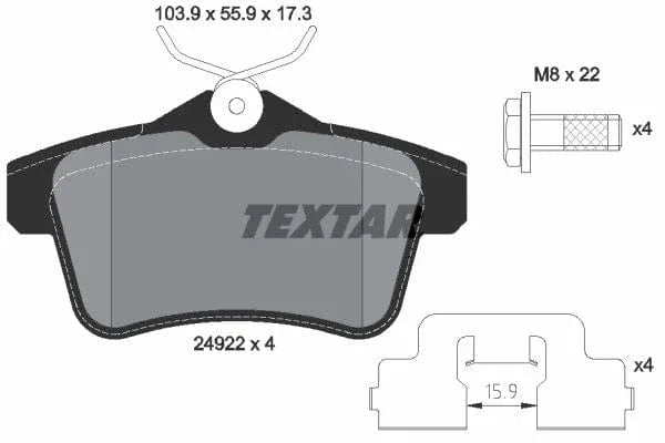 Textar Brake Pads Set Brake Pads Full Set Of 4 Rear 2492201 - image 4