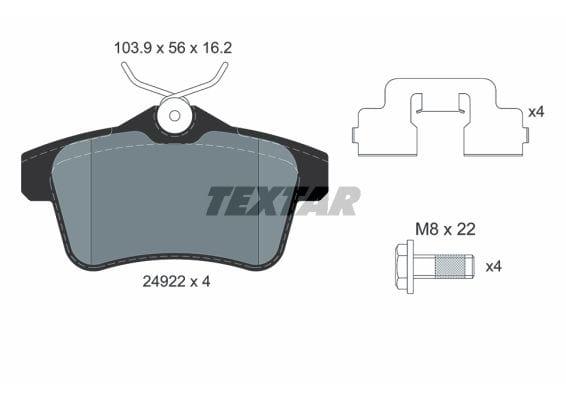 Textar Brake Pads Full Set Of 4 Rear With Brake Caliper Screws With Accessories 2492204 - image 4