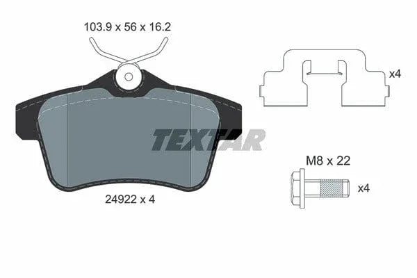 Textar Brake Pads Full Set Of 4 Rear With Brake Caliper Screws With Accessories 2492204 - image 5