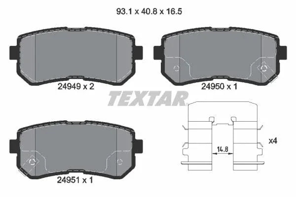 Textar Brake Pads Set Brake Pads Full Set Of 4 Rear 2494901 - image 4
