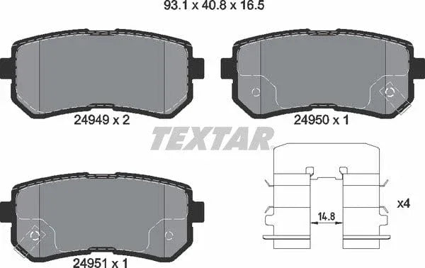 Textar Brake Pads Set Brake Pads Full Set Of 4 Rear 2494901 - image 5