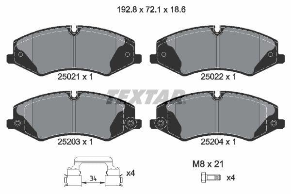 Textar Brake Pads Full Set Of 4 Front With Brake Caliper Screws With Accessories 2502201 - image 4