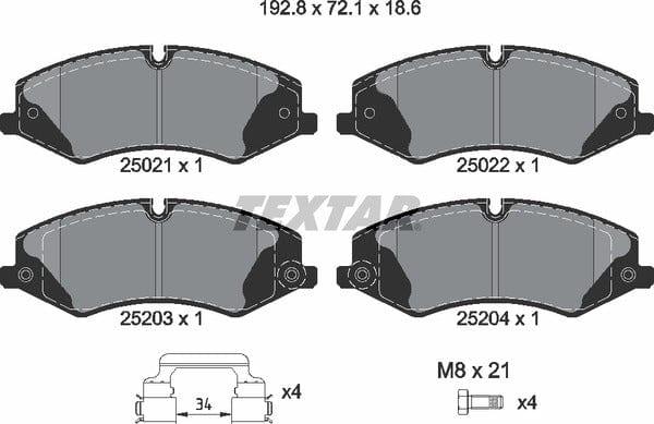 Textar Brake Pads Full Set Of 4 Front With Brake Caliper Screws With Accessories 2502201 - image 5