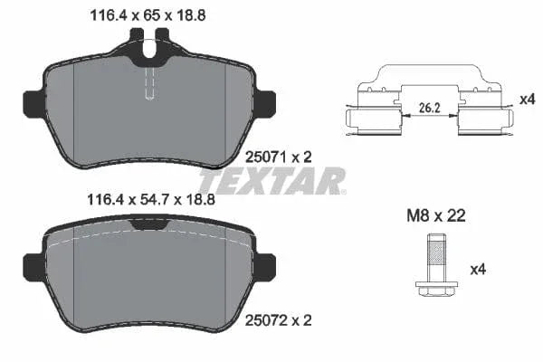 Textar Brake Pads Full Set Of 4 Rear With Brake Caliper Screws With Accessories 2507101 - image 4