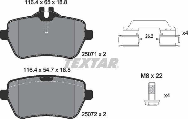 Textar Brake Pads Full Set Of 4 Rear With Brake Caliper Screws With Accessories 2507101 - image 5