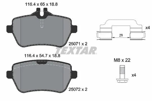 Textar Brake Pads Full Set Of 4 Rear With Brake Caliper Screws With Accessories 2507103 - image 4