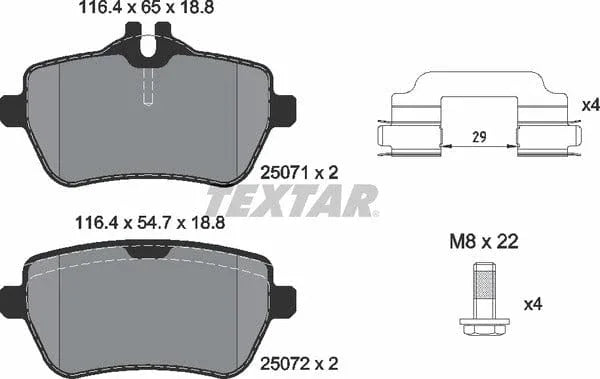 Textar Brake Pads Full Set Of 4 Rear With Brake Caliper Screws With Accessories 2507103 - image 5