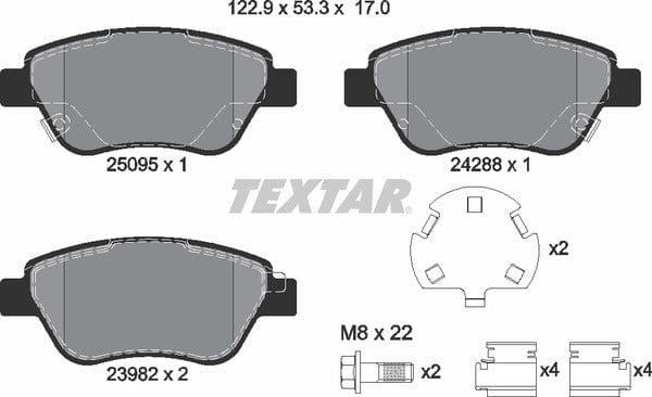 Textar Brake Pads Full Set Of 4 Front With Brake Caliper Screws With Accessories 2509501 - image 5