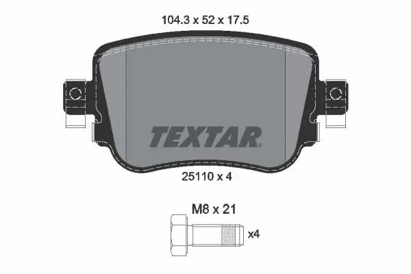 Textar Brake Pads Full Set Of 4 Rear With Brake Caliper Screws 2511001 - image 4