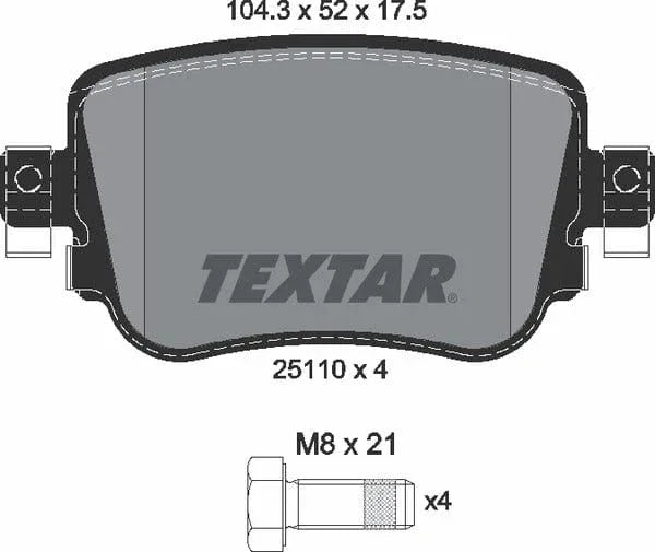 Textar Brake Pads Full Set Of 4 Rear With Brake Caliper Screws 2511001 - image 5