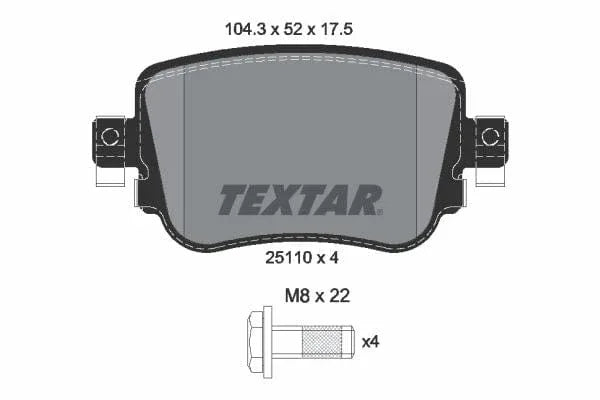 Textar Brake Pads Full Set Of 4 Rear With Brake Caliper Screws 2511003 - image 4
