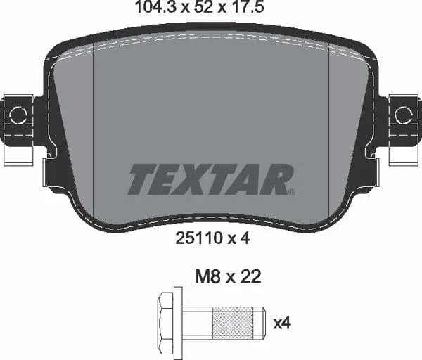 Textar Brake Pads Full Set Of 4 Rear With Brake Caliper Screws 2511003 - image 5