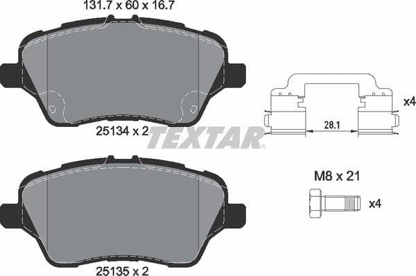 Textar Brake Pads Full Set Of 4 Front With Brake Caliper Screws With Accessories 2513402 - image 5