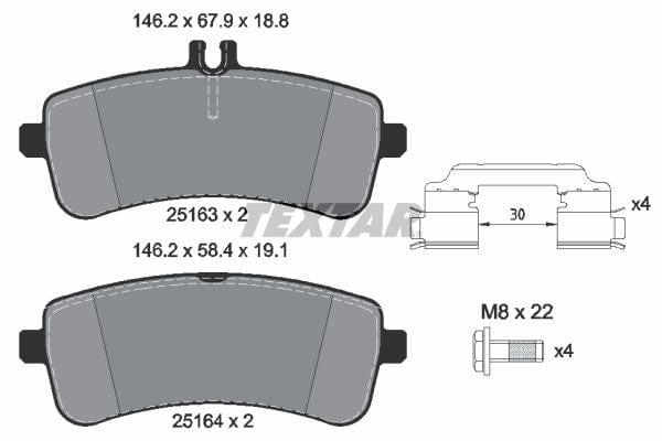 Textar Brake Pads Full Set Of 4 Rear With Brake Caliper Screws With Accessories 2516302 - image 4
